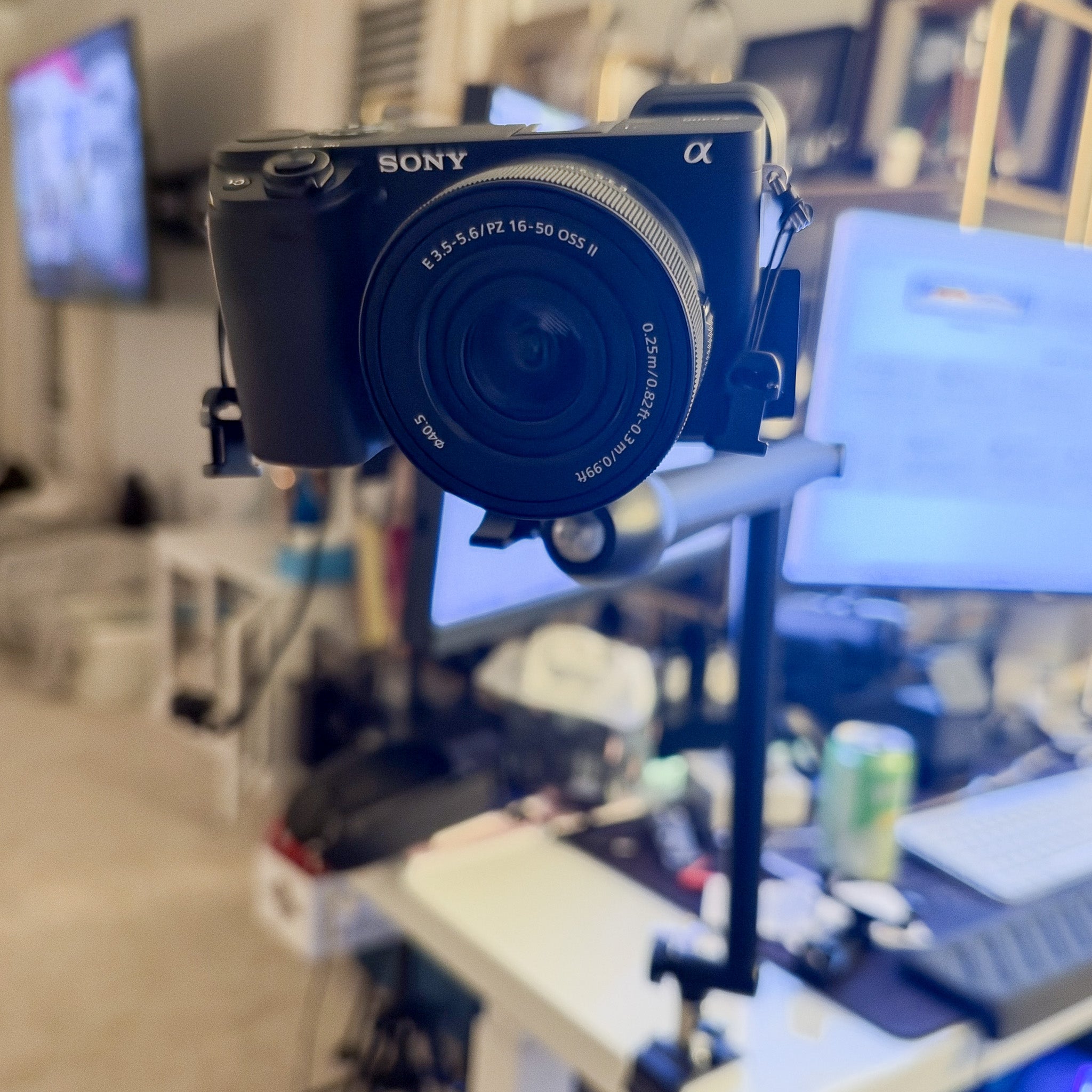 Customer photo: camera on the Creator Arm at a desk