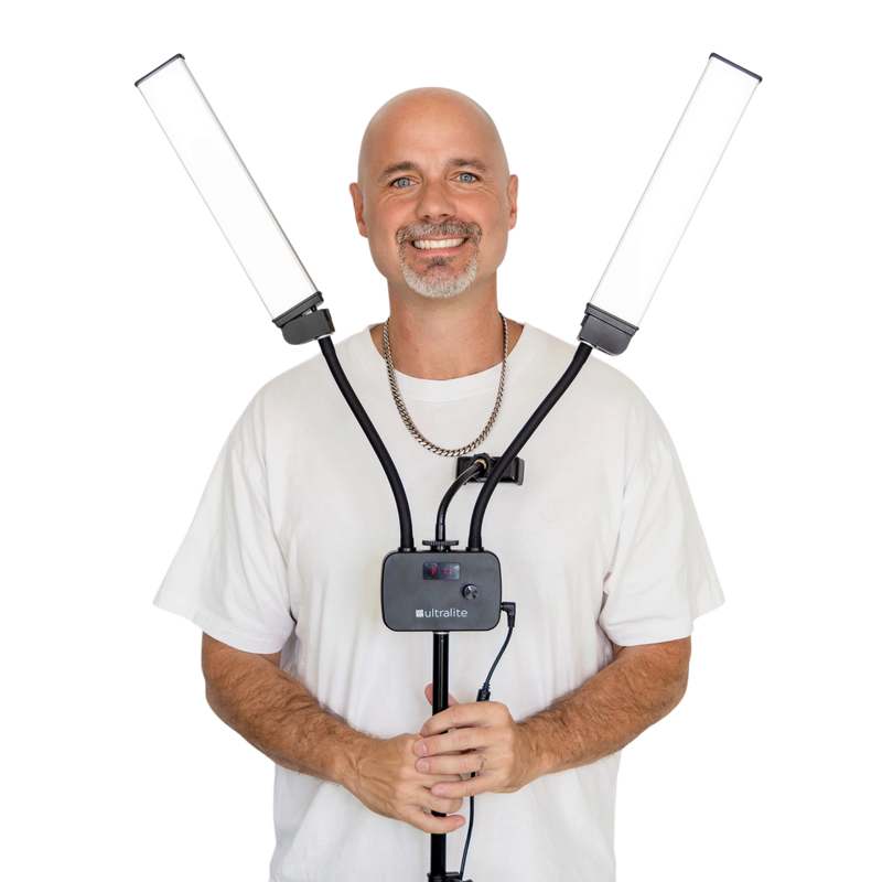Justin McClure holding the Flex Pro Studio Light