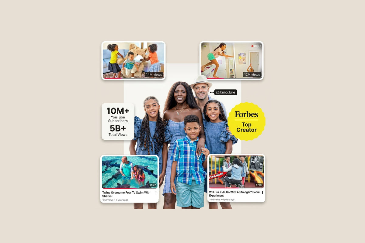 The McClure family with their top YouTube videos: 10M+ subscribers, 5B+ total views, Forbes Top Creator